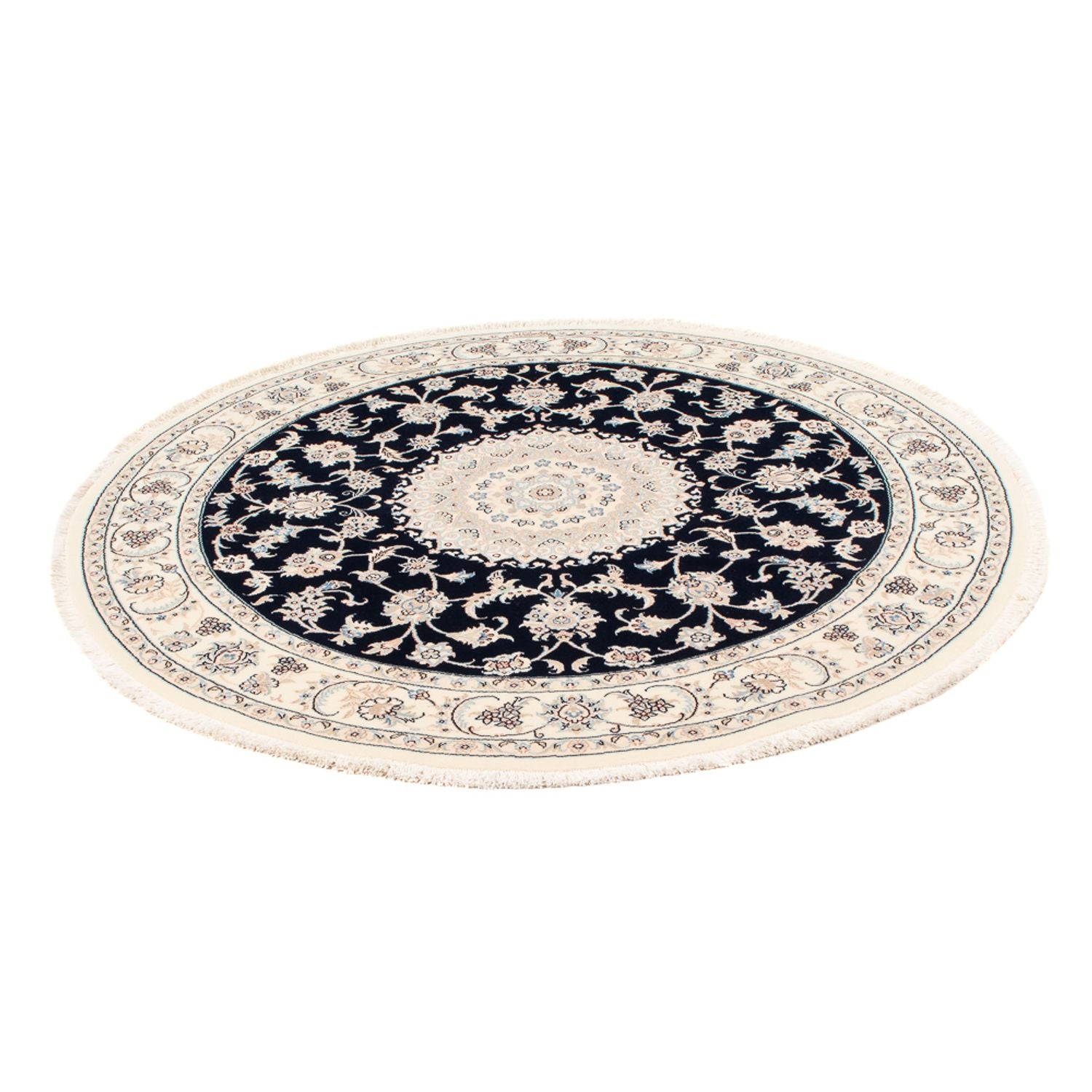 Alfombra Persa - Nain - Prima redondo  - 150 x 150 cm - azul oscuro