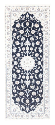 Alfombra de pasillo Alfombra Persa - Nain - Real - 197 x 81 cm - azul oscuro