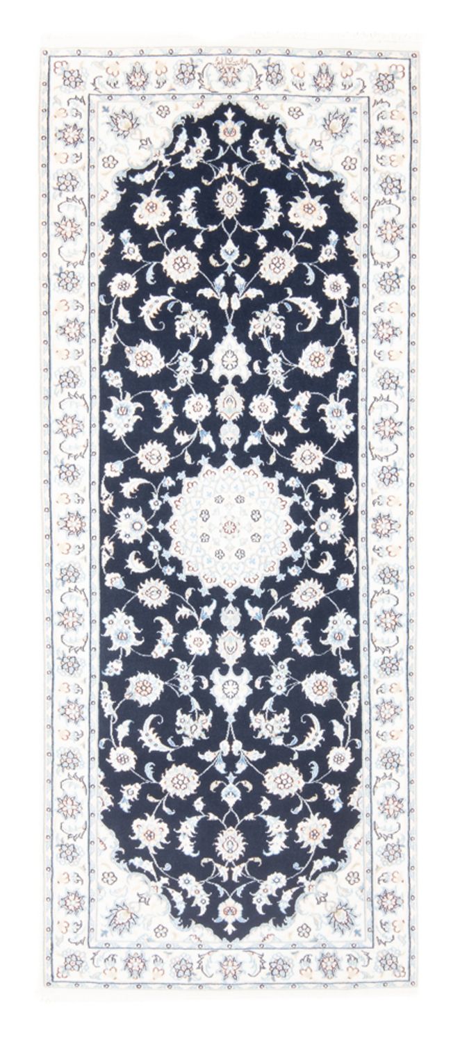 Alfombra de pasillo Alfombra Persa - Nain - Real - 197 x 81 cm - azul oscuro