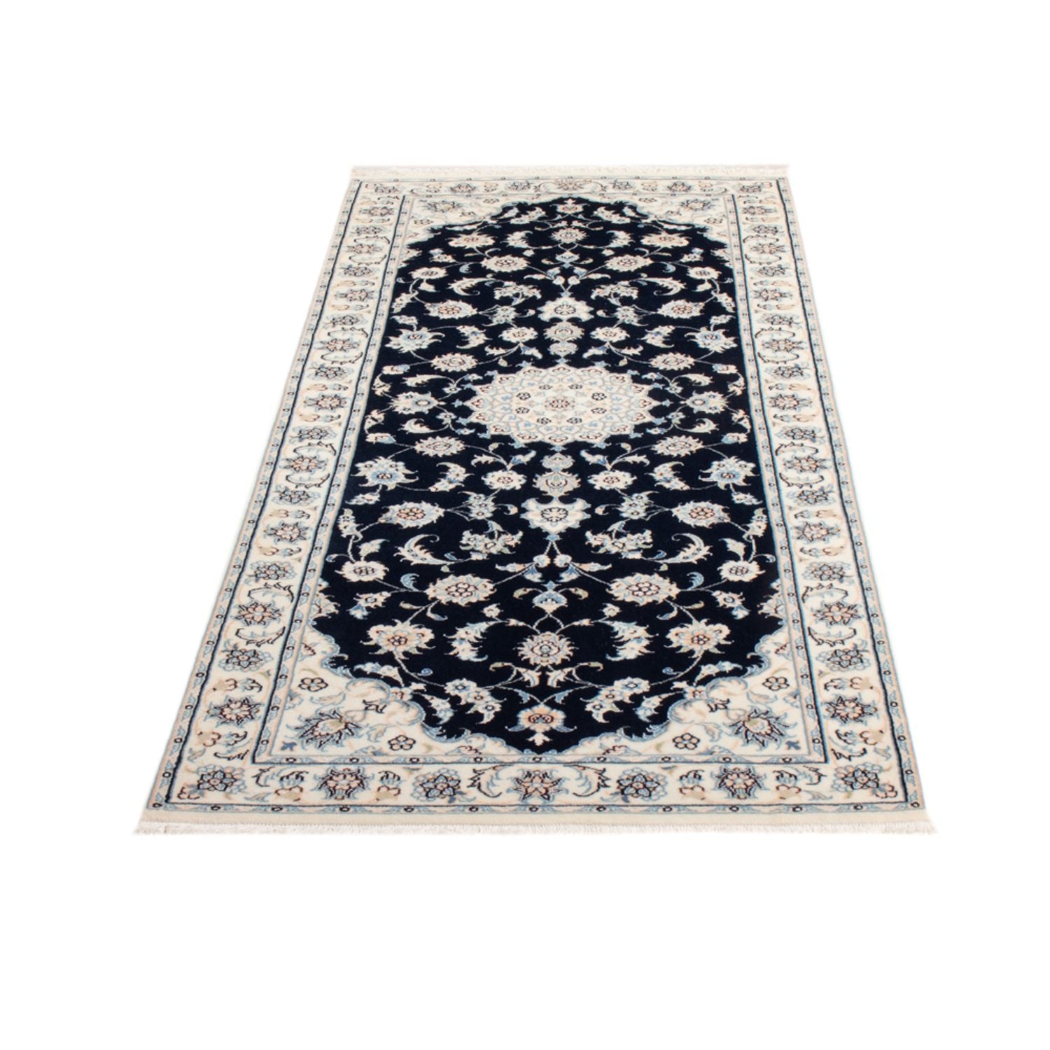 Alfombra de pasillo Alfombra Persa - Nain - Real - 197 x 81 cm - azul oscuro