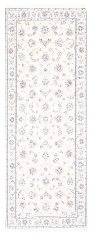 Alfombra de pasillo Alfombra Persa - Nain - Real - 201 x 82 cm - crema