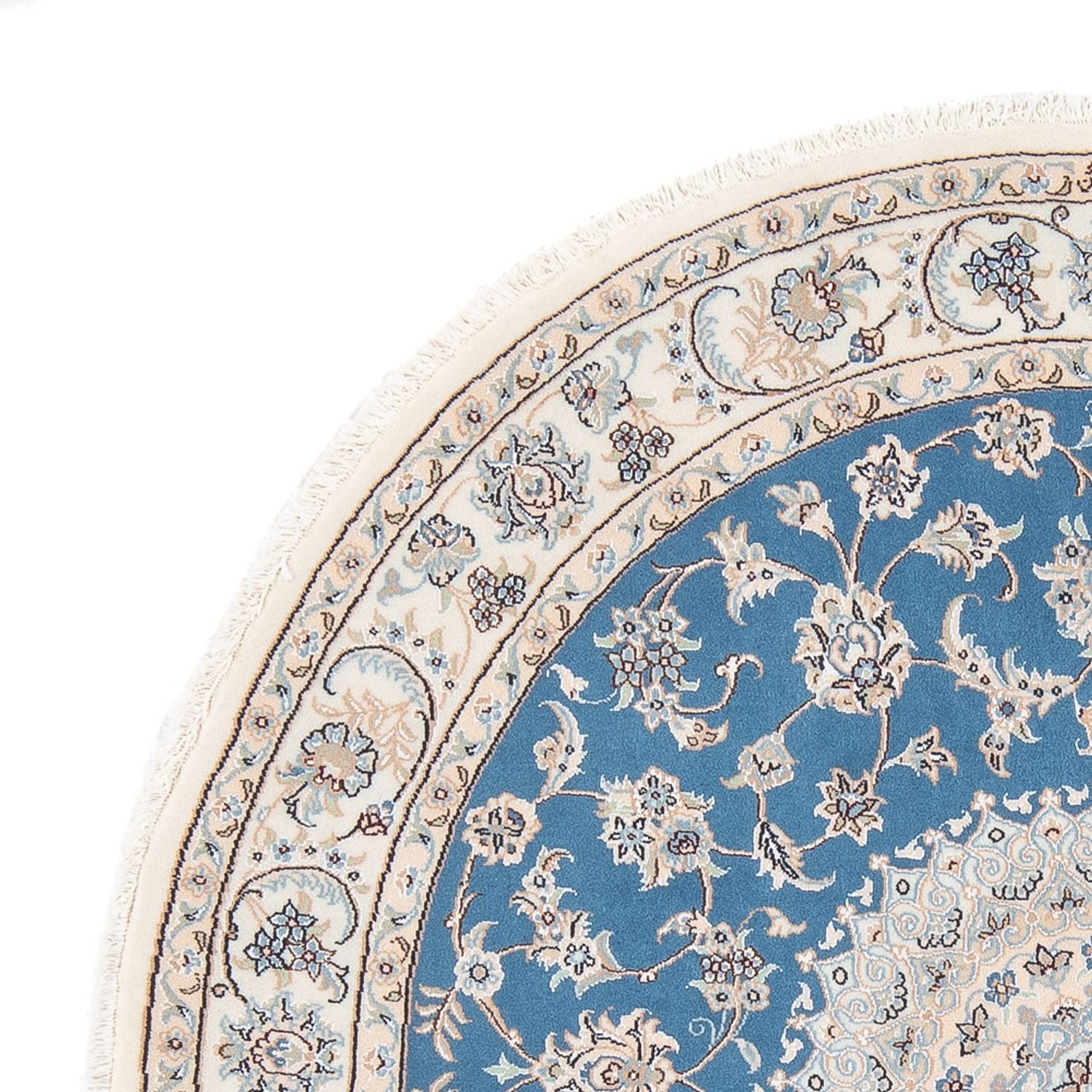 Alfombra Persa - Nain - Prima redondo  - 152 x 150 cm - azul