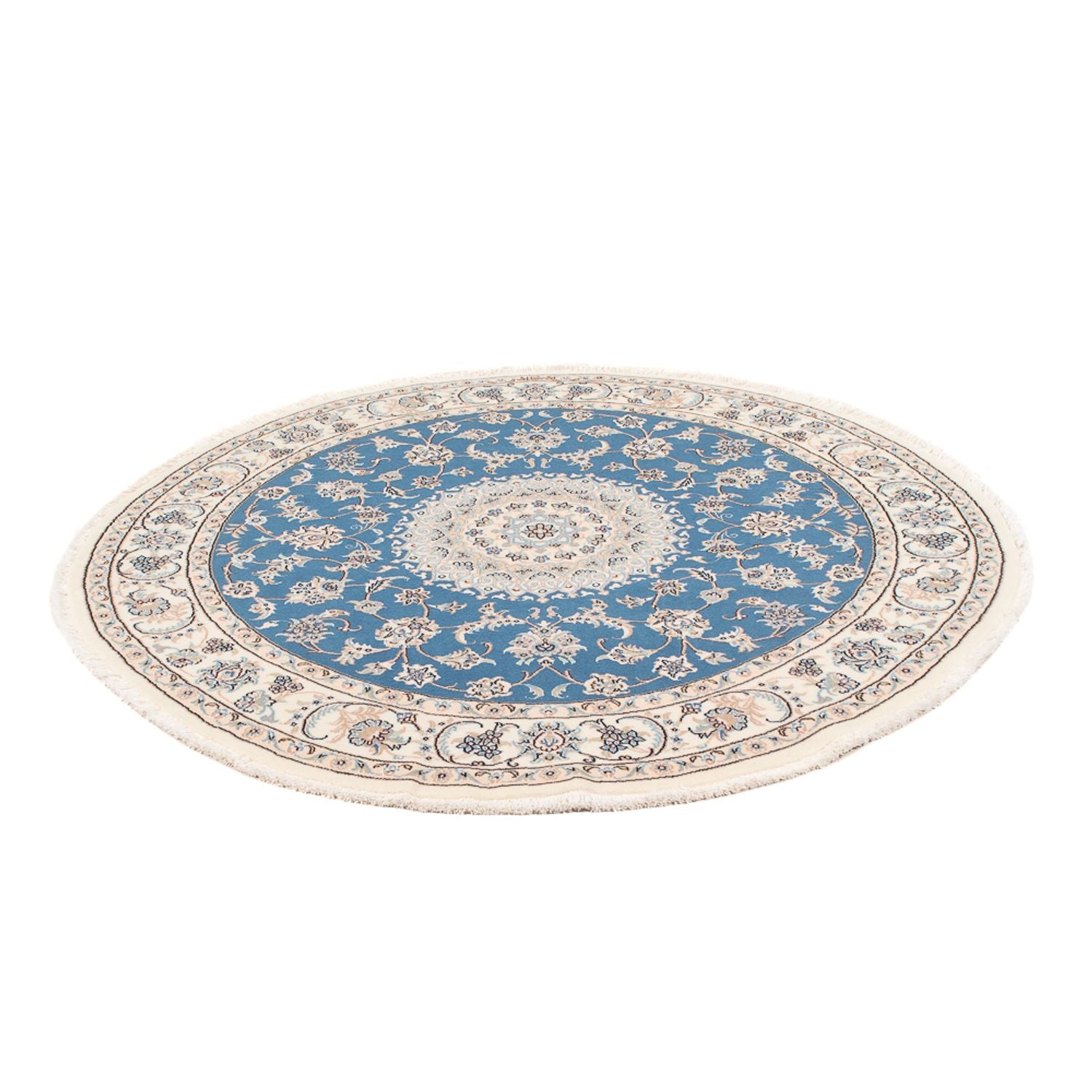 Alfombra Persa - Nain - Prima redondo  - 152 x 150 cm - azul
