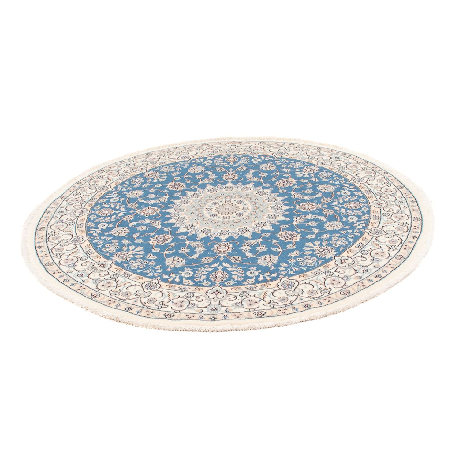 Alfombra Persa - Nain - Prima redondo  - 157 x 150 cm - azul