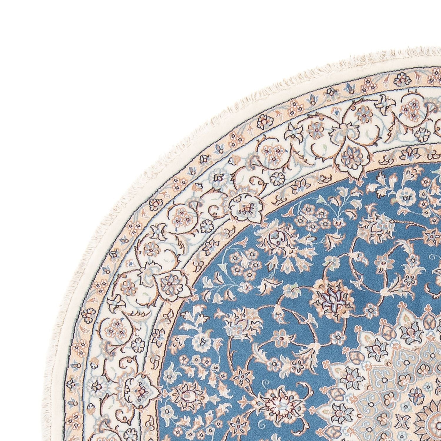 Alfombra Persa - Nain - Prima redondo  - 154 x 151 cm - azul
