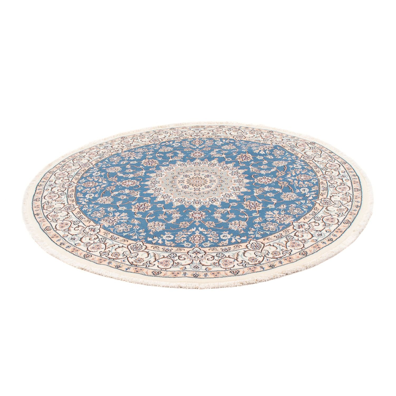 Alfombra Persa - Nain - Prima redondo  - 154 x 151 cm - azul