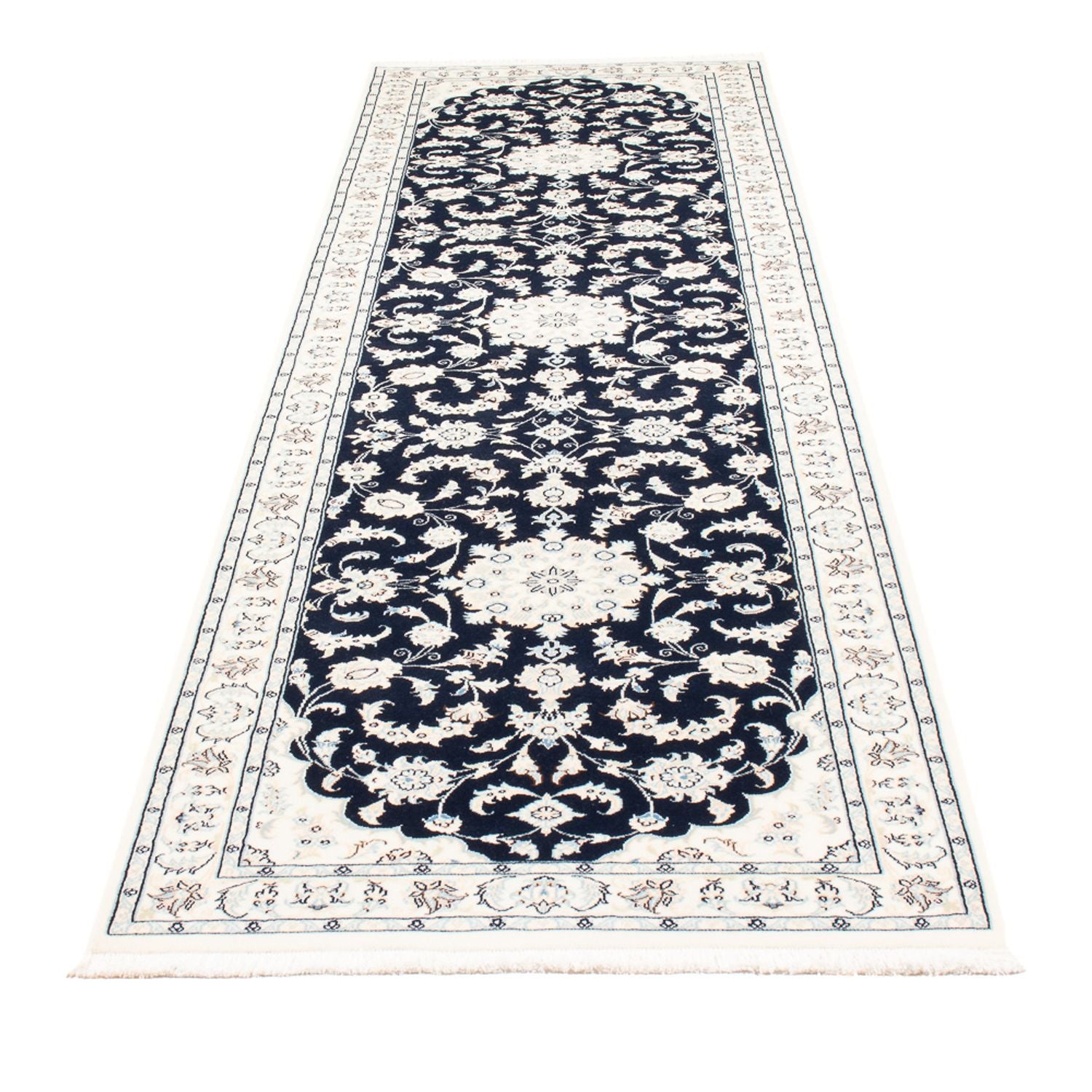Alfombra de pasillo Alfombra Persa - Nain - Prima - 296 x 80 cm - azul oscuro