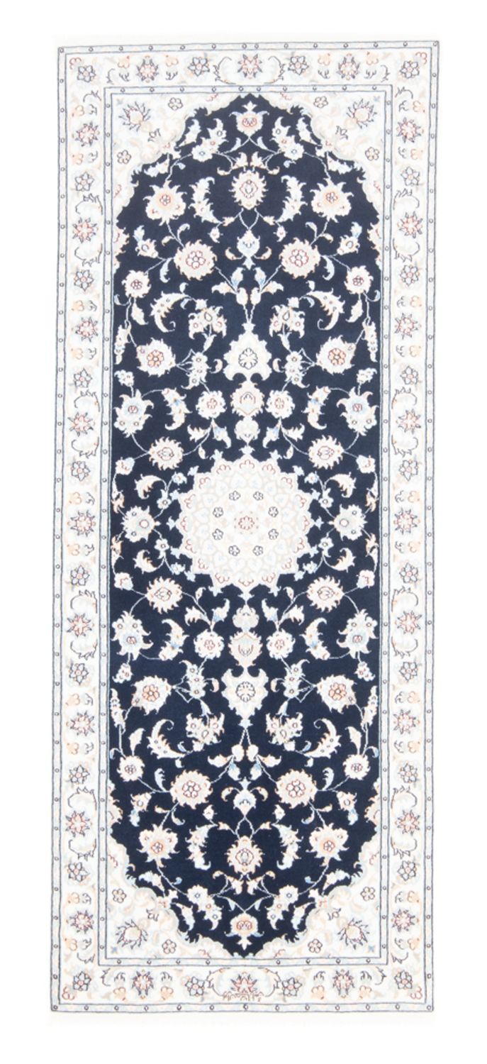 Alfombra de pasillo Alfombra Persa - Nain - Real - 197 x 80 cm - azul oscuro