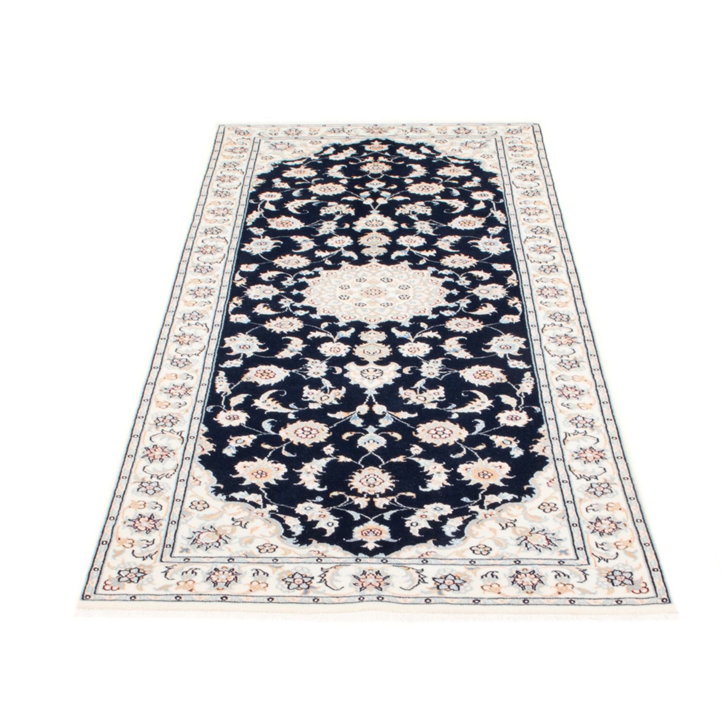 Alfombra de pasillo Alfombra Persa - Nain - Real - 197 x 80 cm - azul oscuro