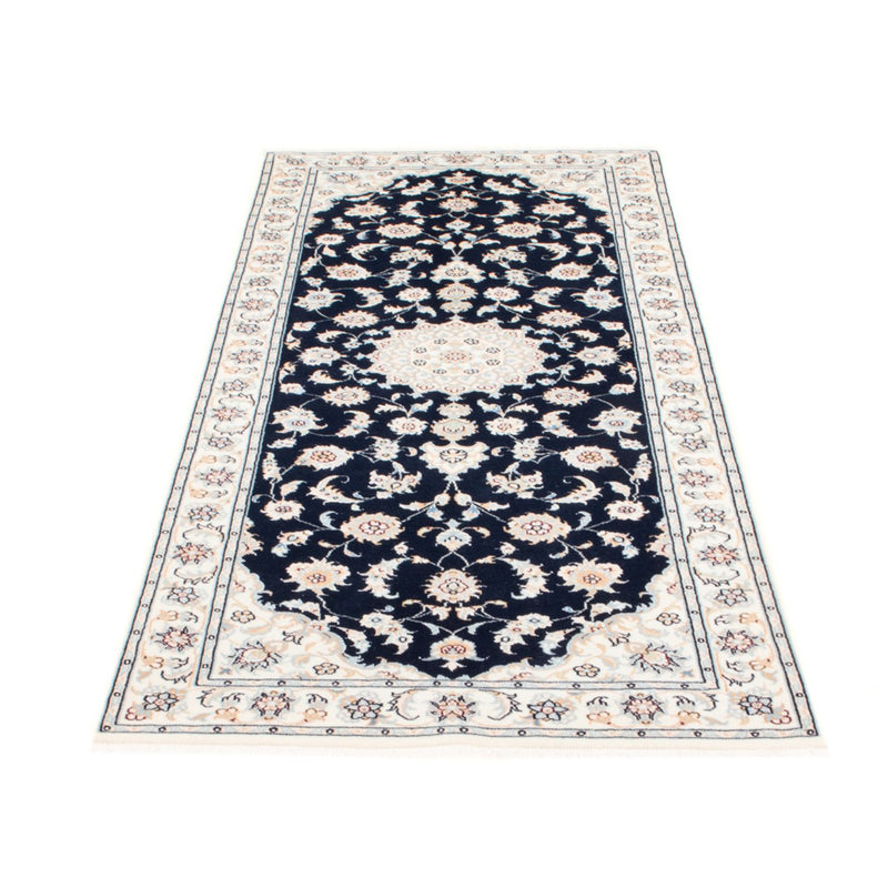 Alfombra de pasillo Alfombra Persa - Nain - Real - 197 x 80 cm - azul oscuro