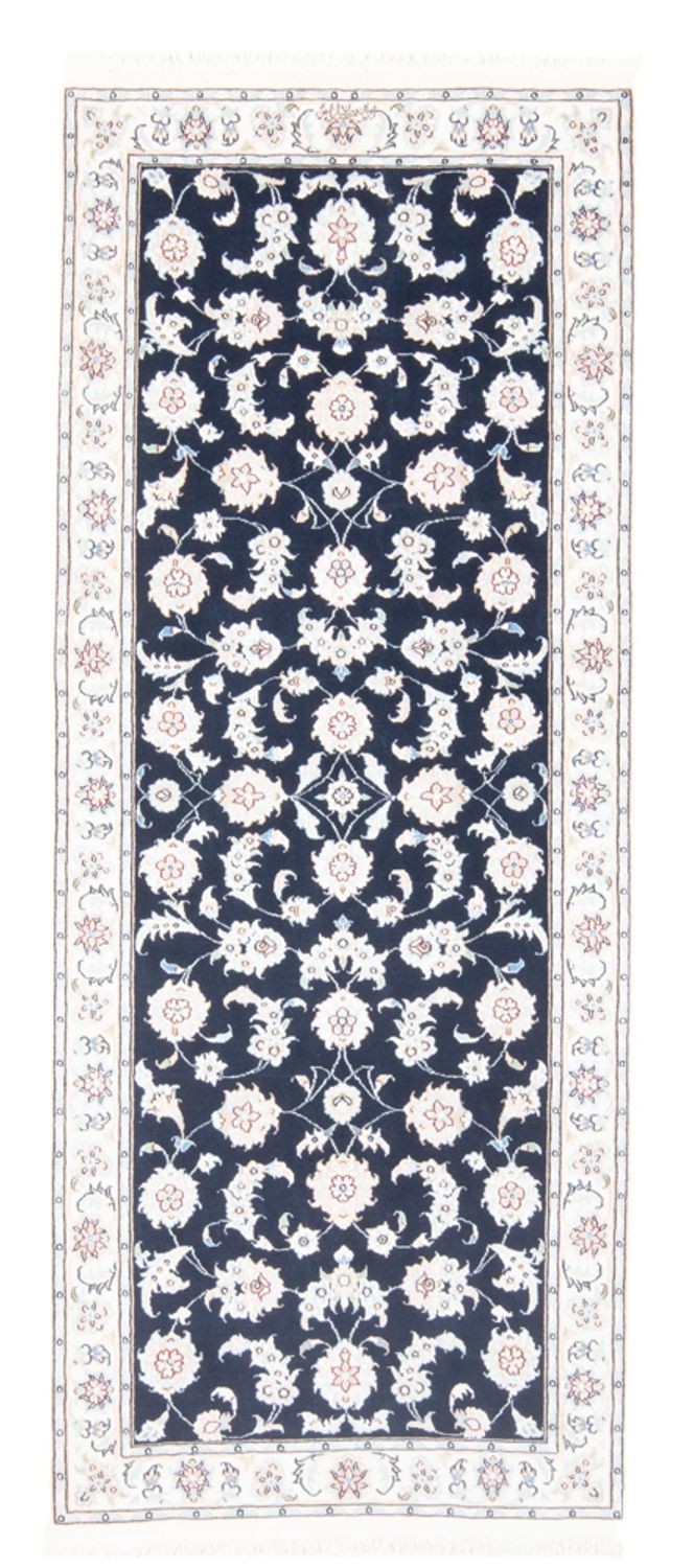Alfombra de pasillo Alfombra Persa - Nain - Real - 197 x 80 cm - azul oscuro