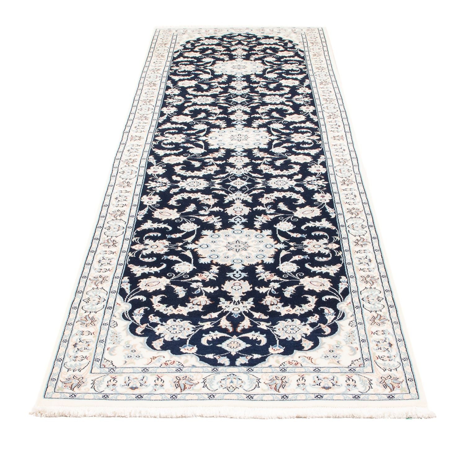 Alfombra de pasillo Alfombra Persa - Nain - Prima - 306 x 81 cm - azul oscuro