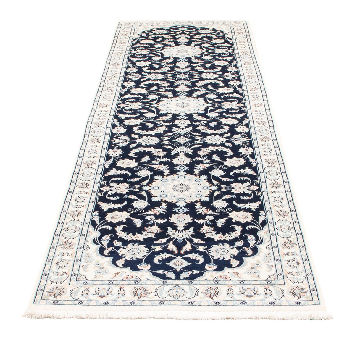 Alfombra de pasillo Alfombra Persa - Nain - Prima - 306 x 81 cm - azul oscuro