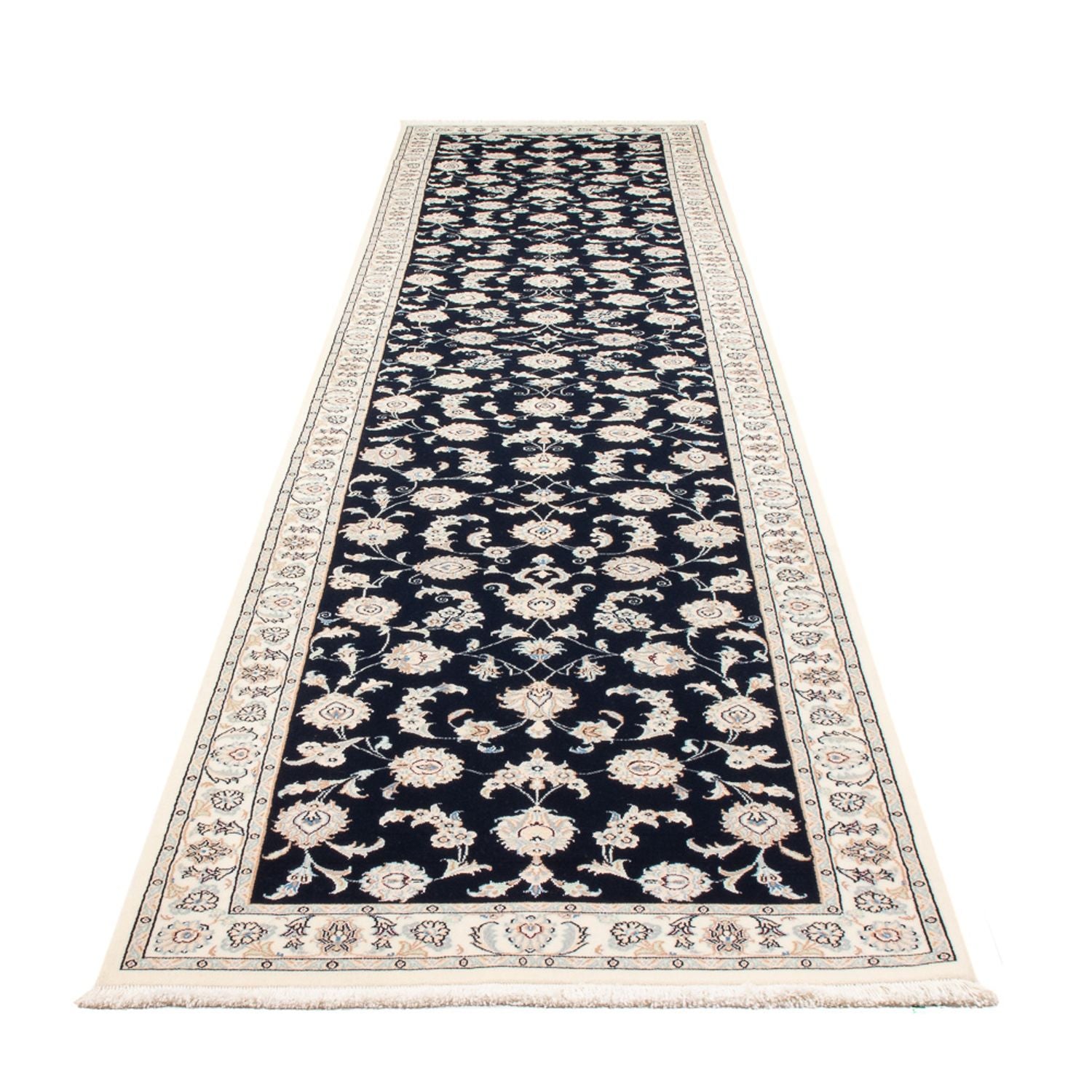 Alfombra de pasillo Alfombra Persa - Nain - Prima - 394 x 92 cm - azul oscuro