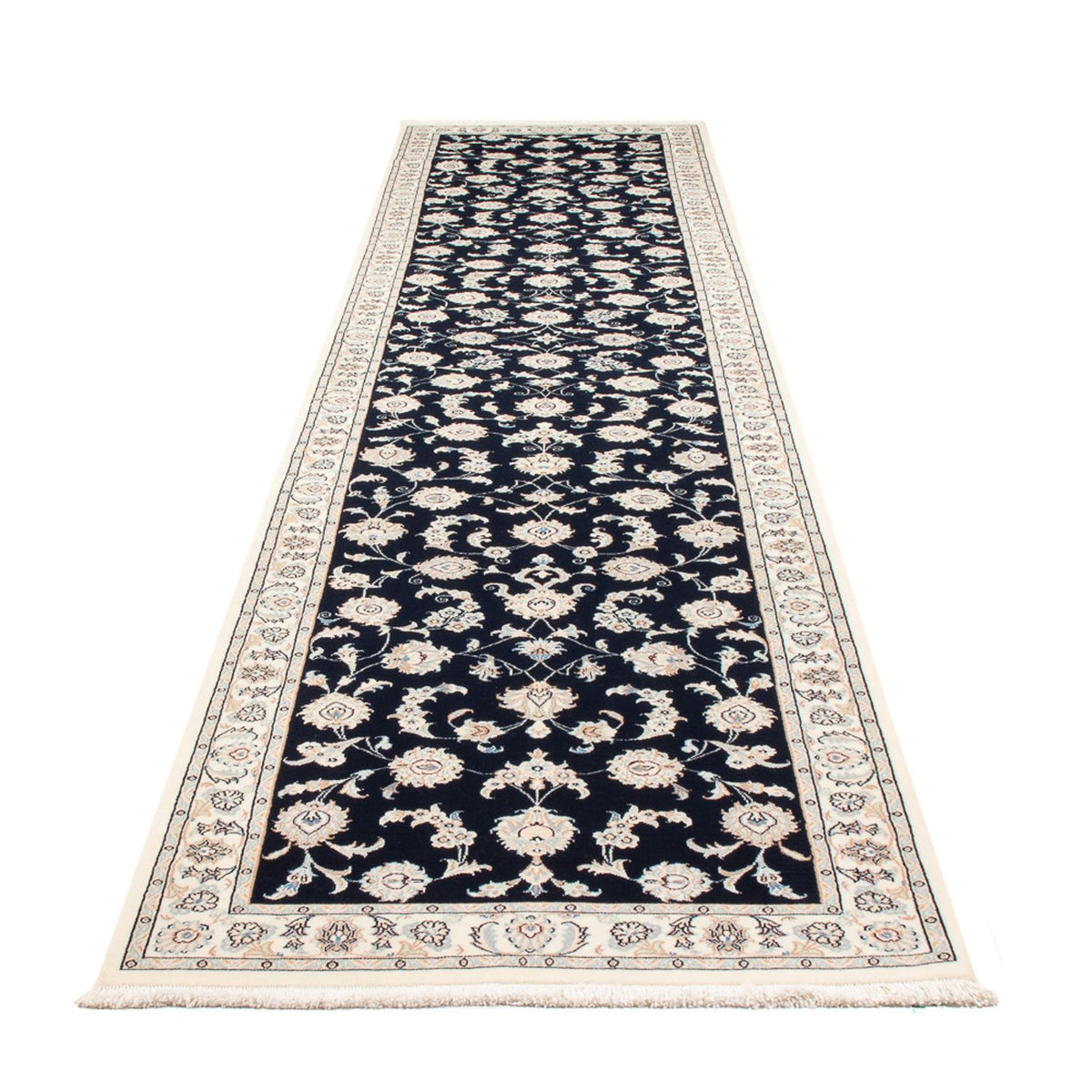 Alfombra de pasillo Alfombra Persa - Nain - Prima - 394 x 92 cm - azul oscuro