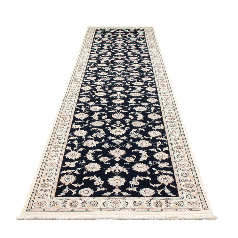 Alfombra de pasillo Alfombra Persa - Nain - Prima - 394 x 92 cm - azul oscuro