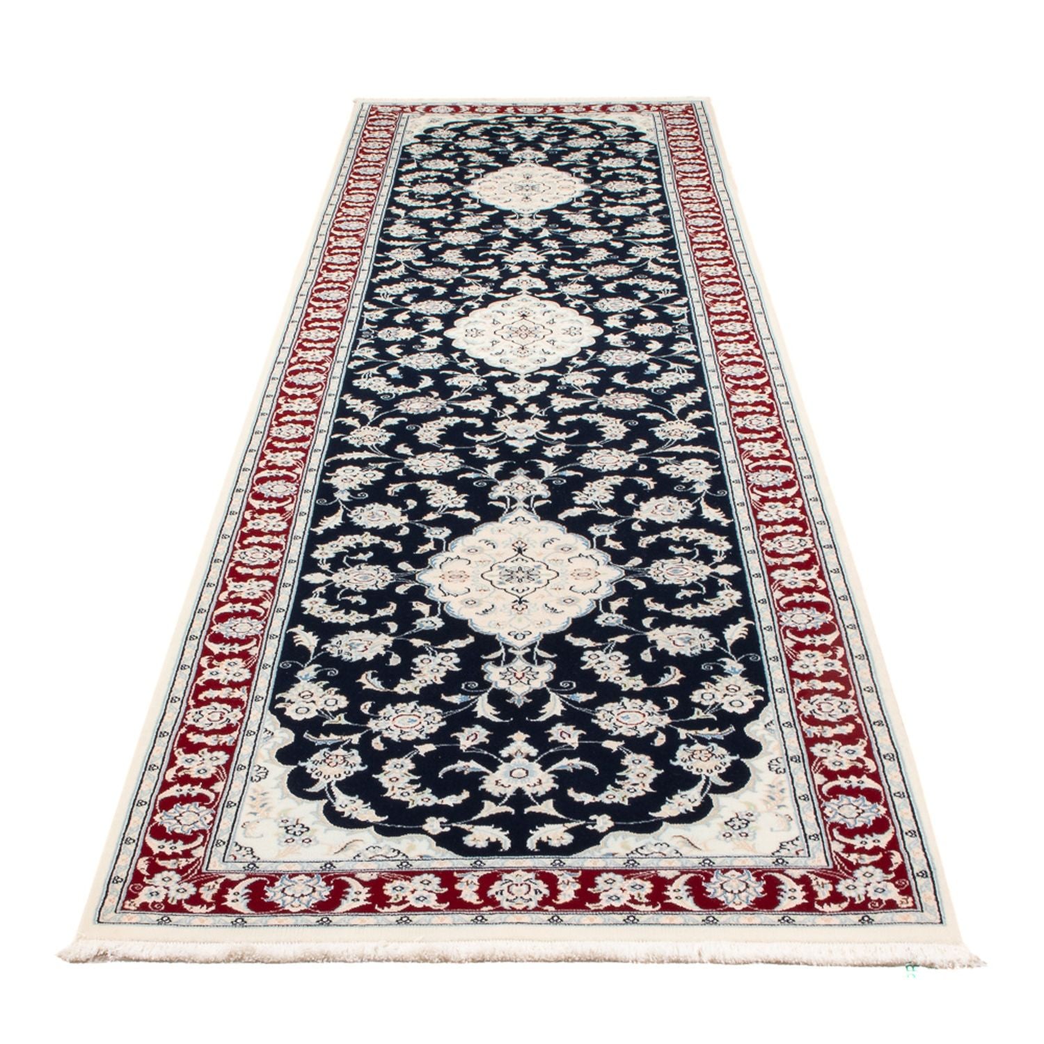 Alfombra de pasillo Alfombra Persa - Nain - Prima - 347 x 87 cm - azul oscuro
