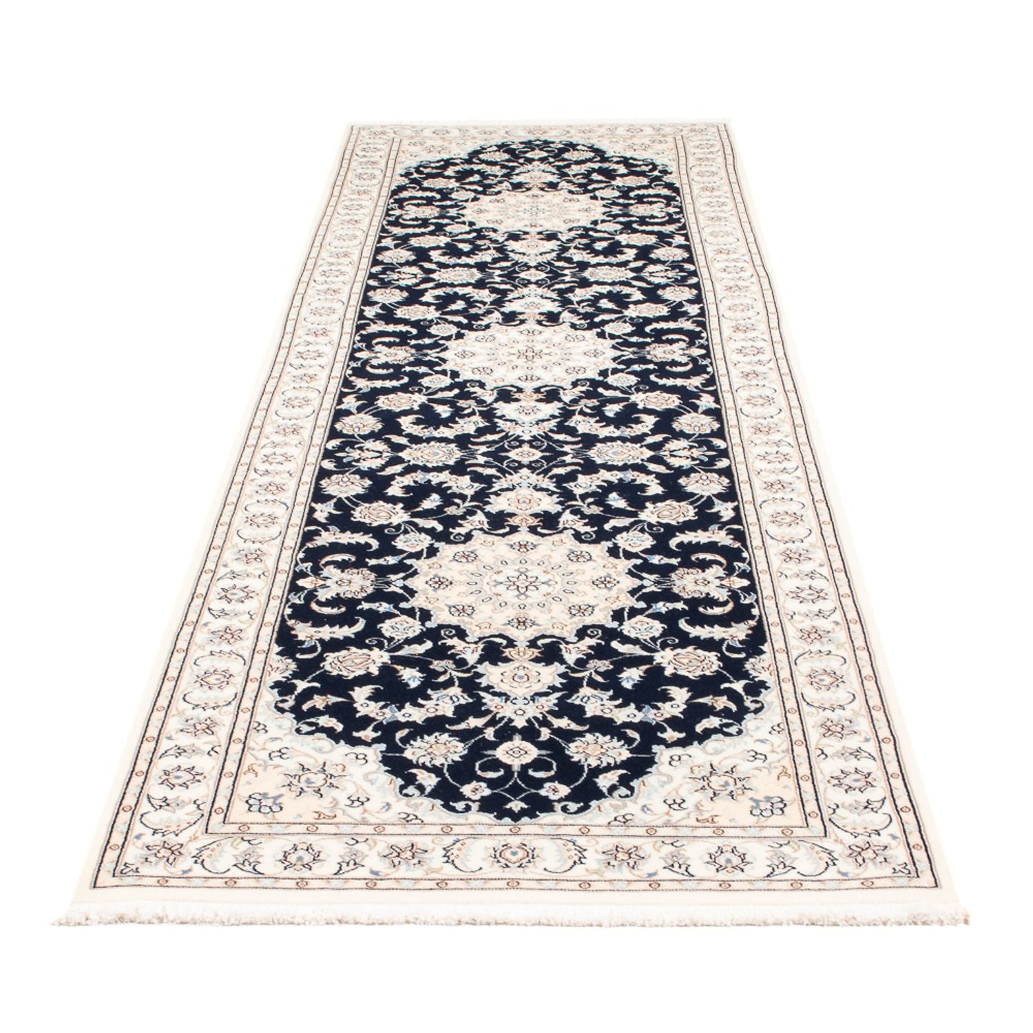 Alfombra de pasillo Alfombra Persa - Nain - Prima - 300 x 88 cm - azul oscuro