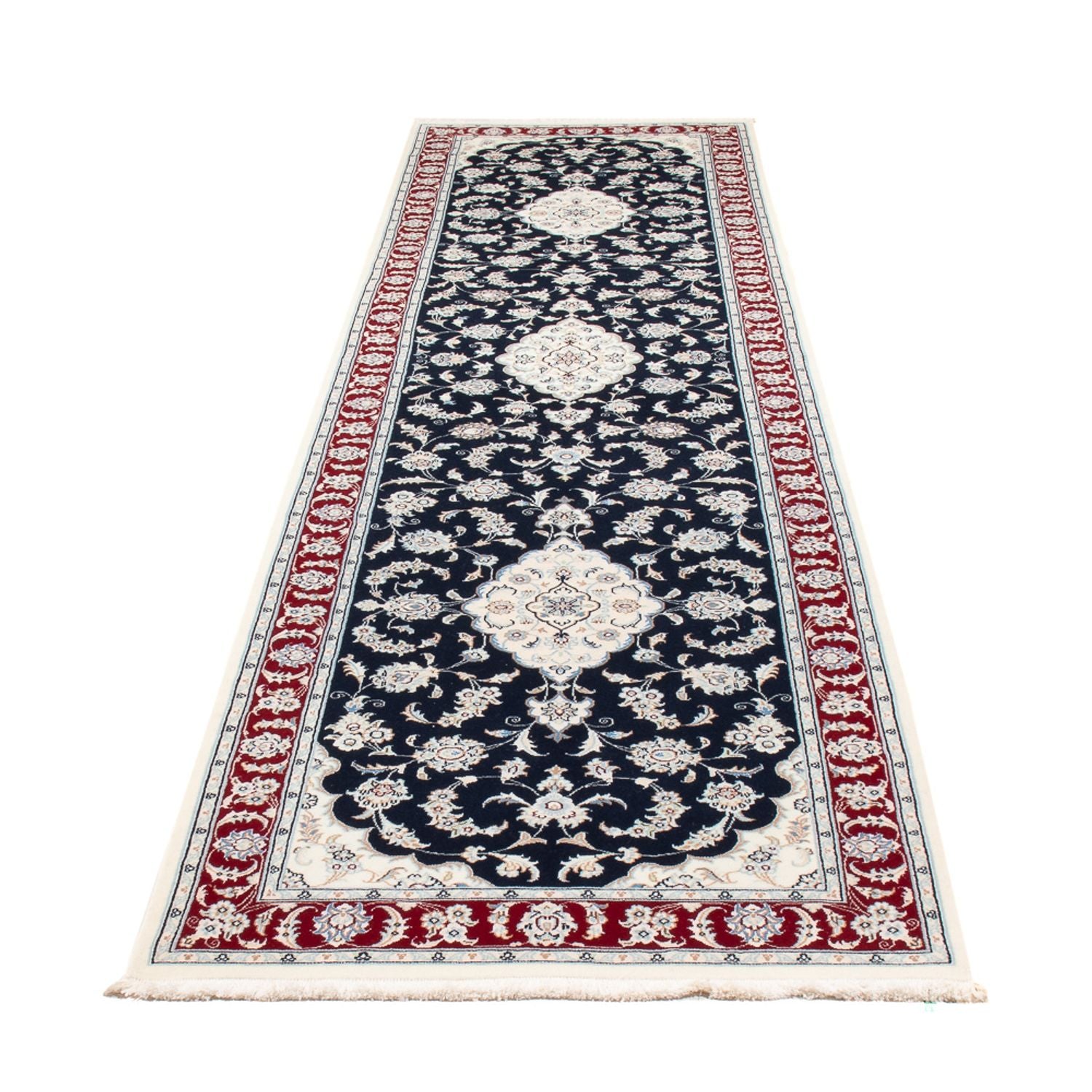 Alfombra de pasillo Alfombra Persa - Nain - Prima - 353 x 85 cm - azul oscuro