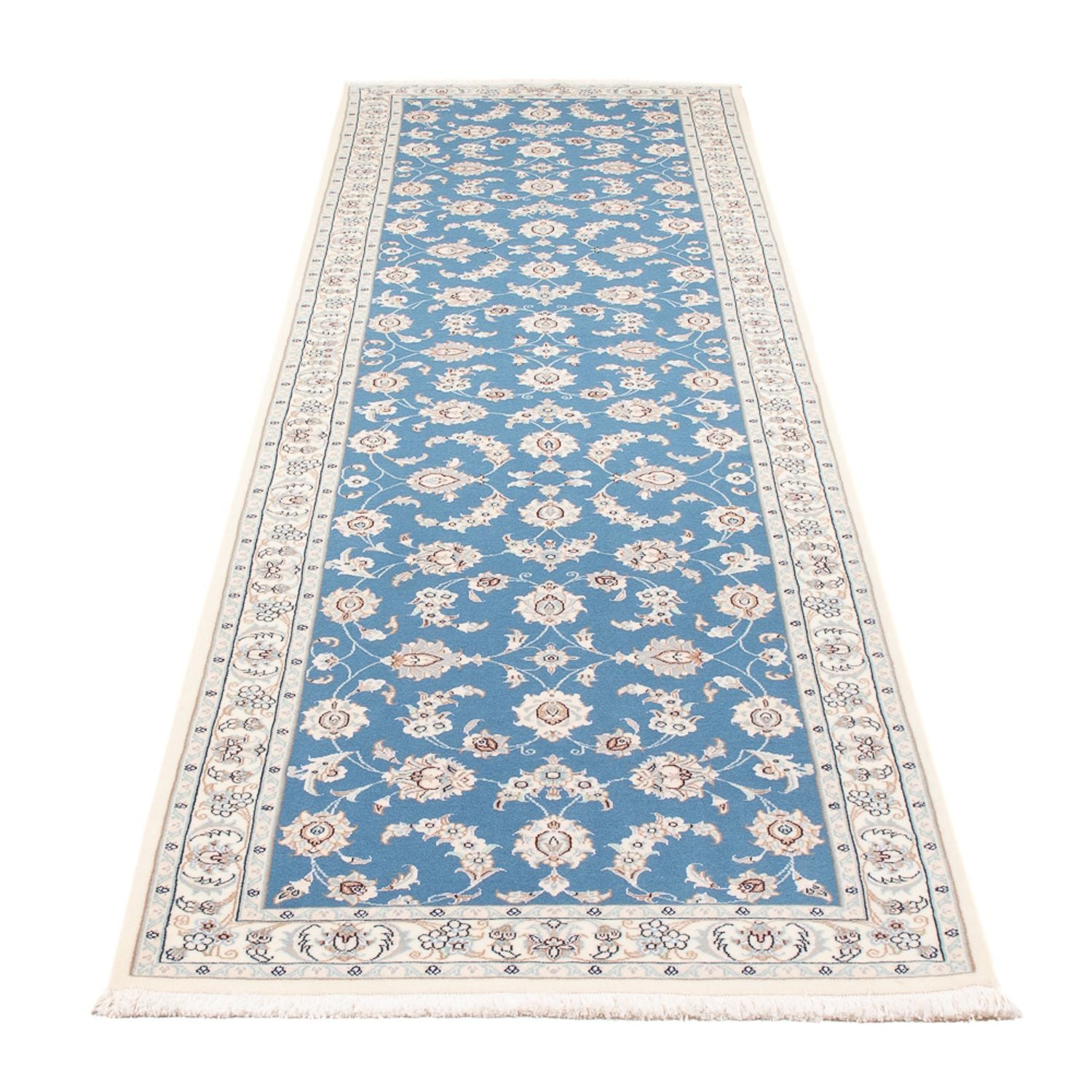 Alfombra de pasillo Alfombra Persa - Nain - Prima - 307 x 80 cm - azul