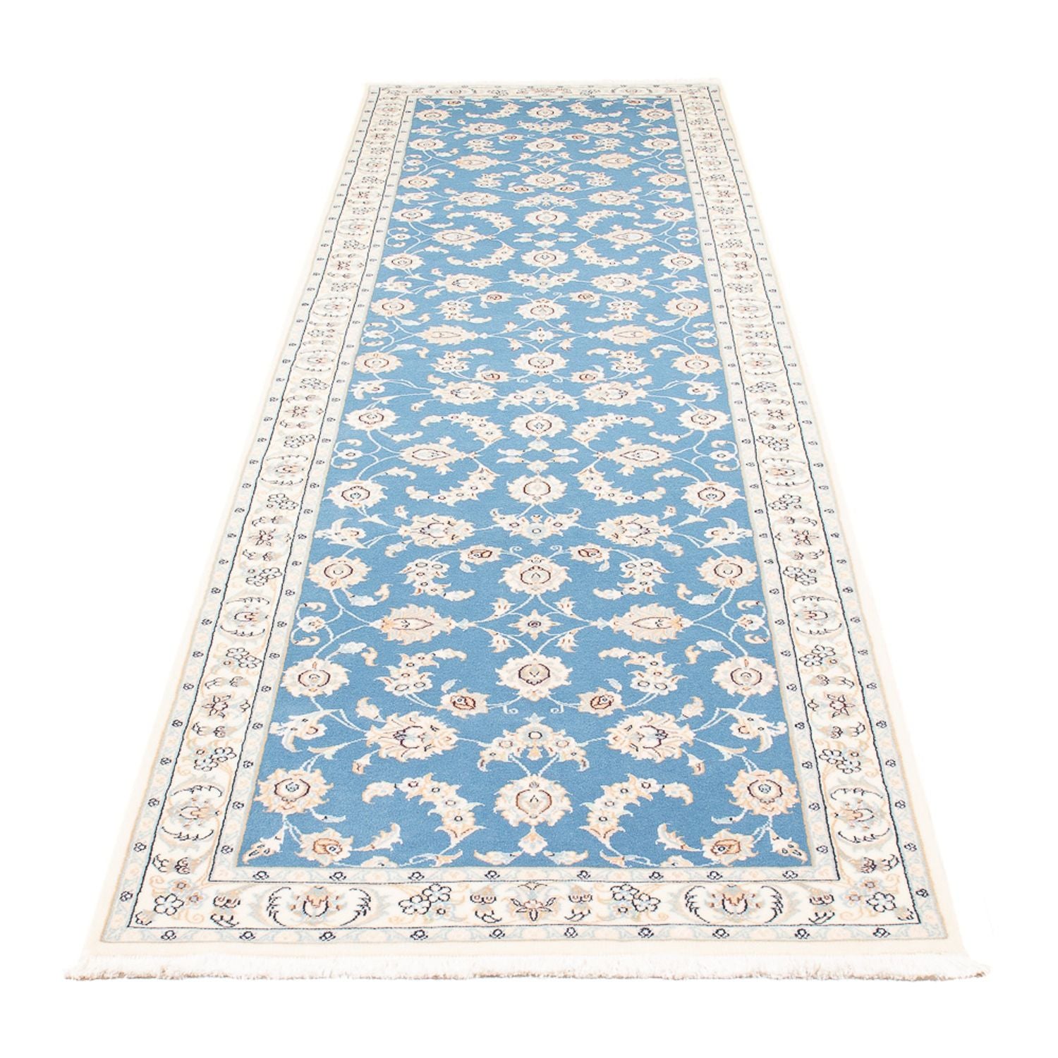 Alfombra de pasillo Alfombra Persa - Nain - Prima - 308 x 81 cm - azul