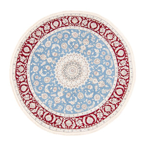 Alfombra persa - Nain redondo  - 200 x 200 cm - azul claro