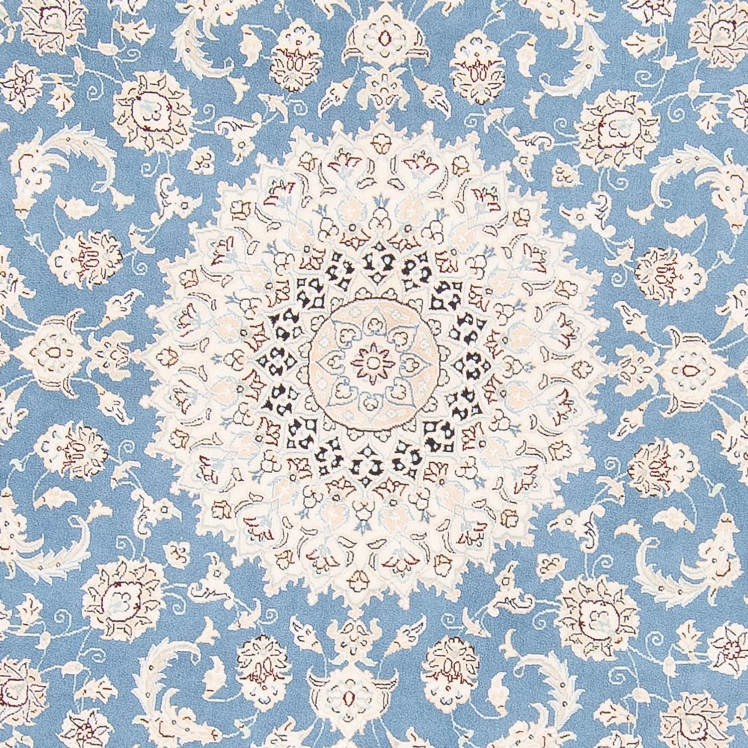 Alfombra persa - Nain redondo  - 200 x 200 cm - azul claro