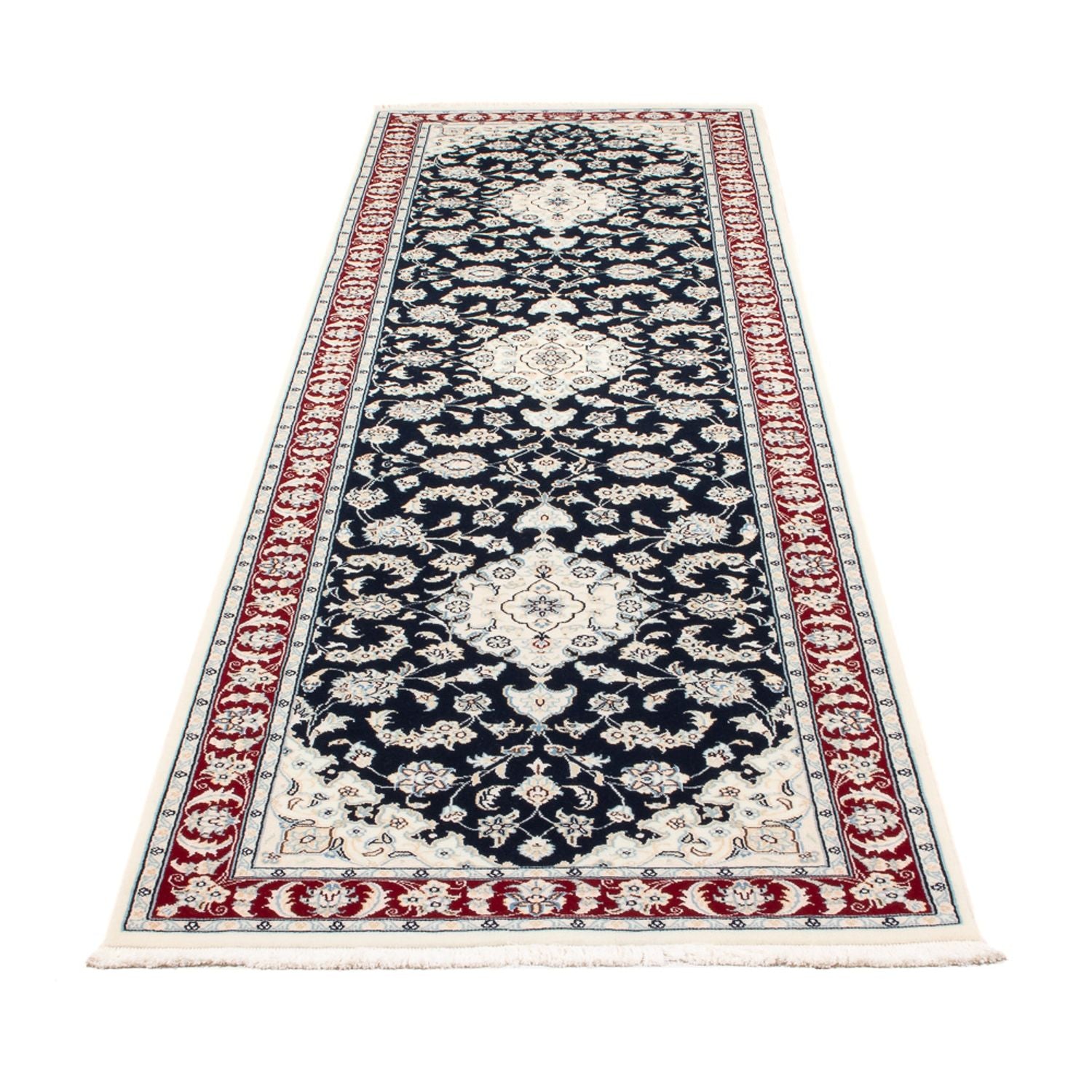 Alfombra de pasillo Alfombra Persa - Nain - Prima - 292 x 80 cm - azul oscuro