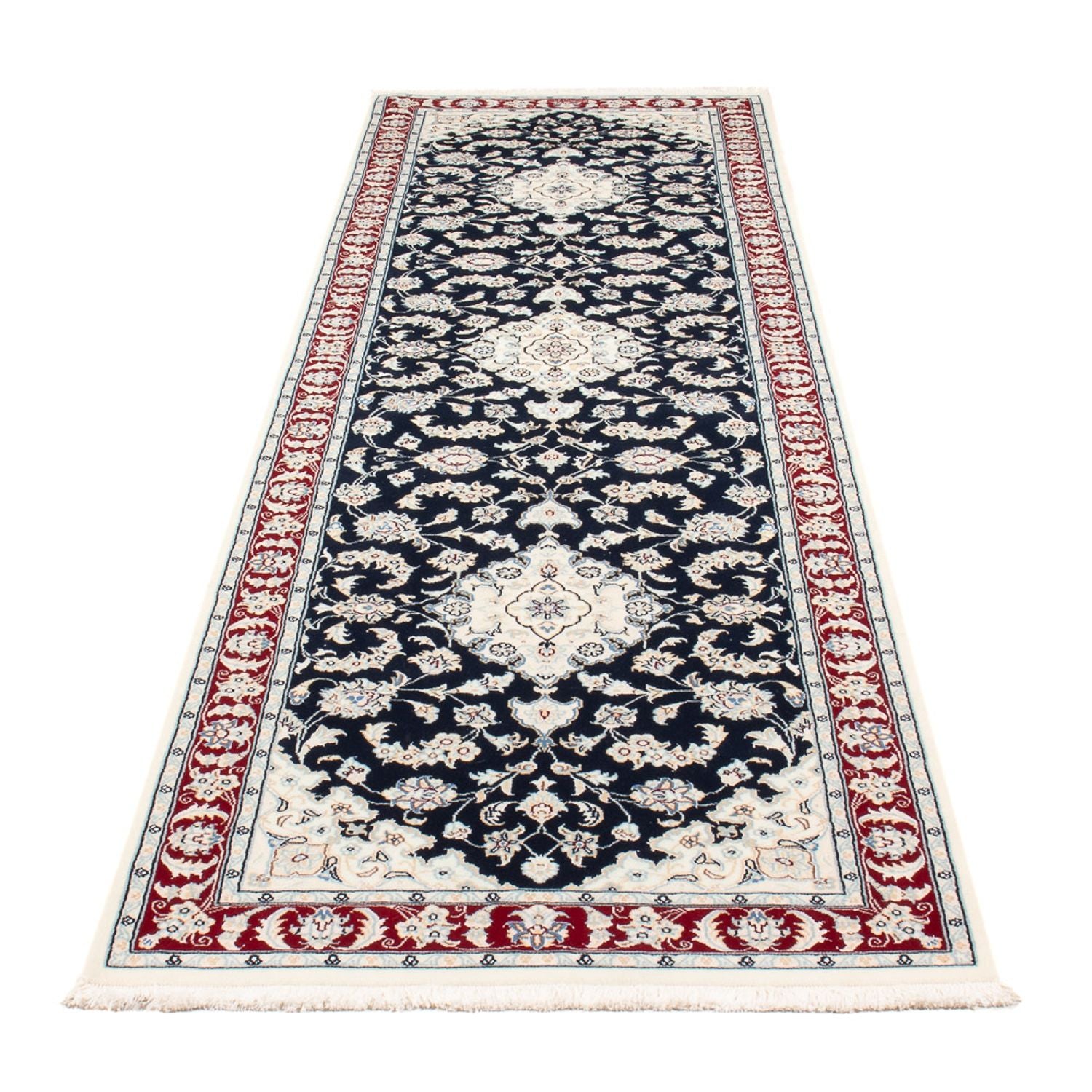 Alfombra de pasillo Alfombra Persa - Nain - Prima - 292 x 80 cm - azul oscuro