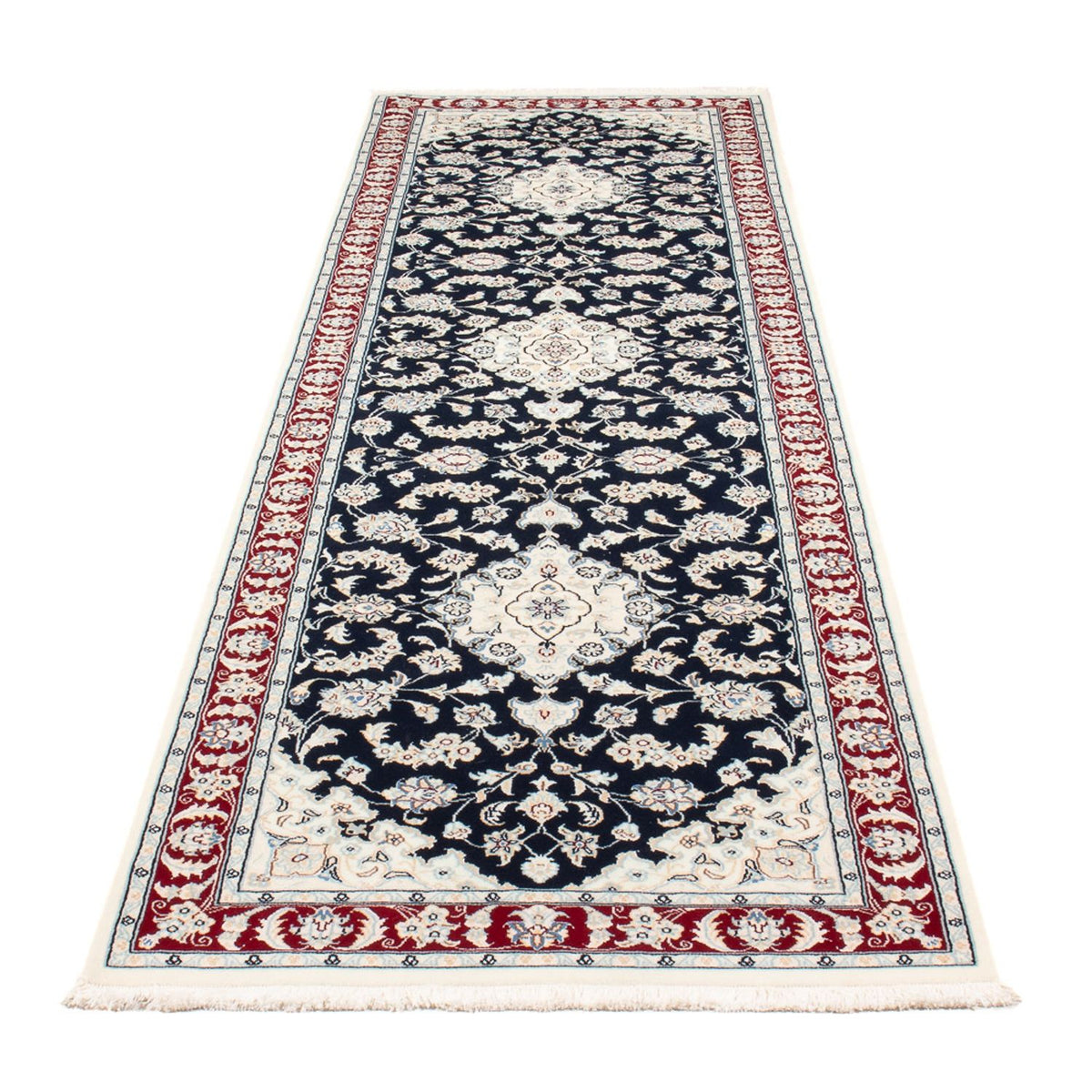 Alfombra de pasillo Alfombra Persa - Nain - Prima - 292 x 80 cm - azul oscuro