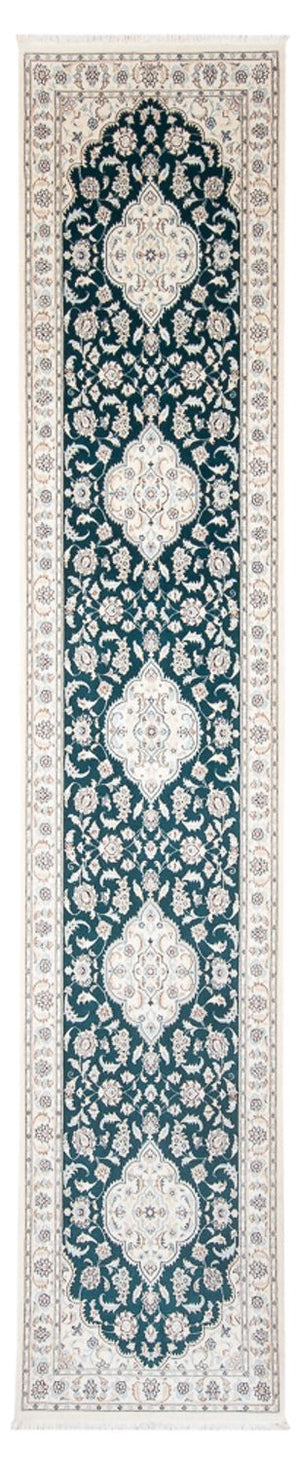 Alfombra de pasillo Alfombra Persa - Nain - Prima - 397 x 88 cm - azul oscuro