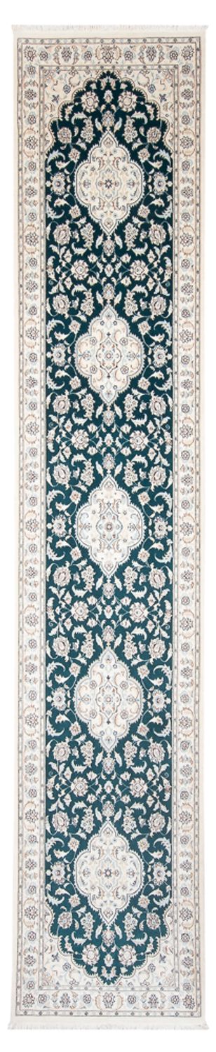 Alfombra de pasillo Alfombra Persa - Nain - Prima - 397 x 88 cm - azul oscuro