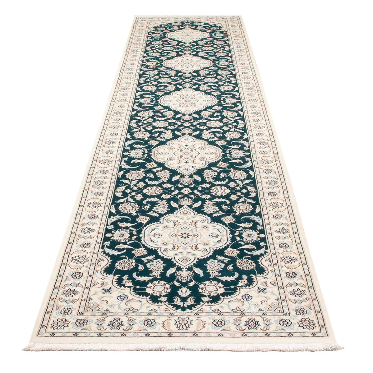 Alfombra de pasillo Alfombra Persa - Nain - Prima - 397 x 88 cm - azul oscuro