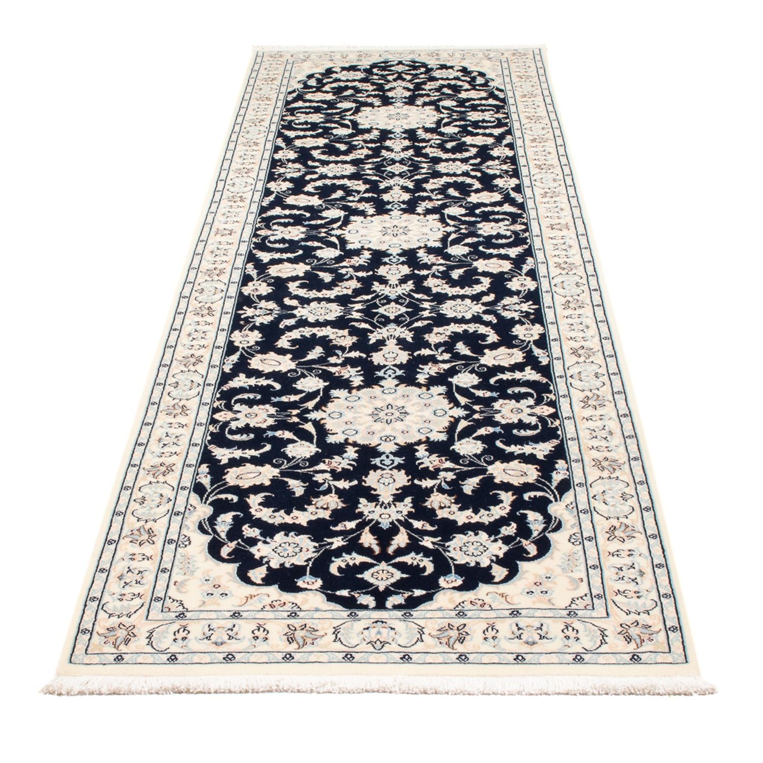 Alfombra de pasillo Alfombra Persa - Nain - Prima - 297 x 81 cm - azul oscuro