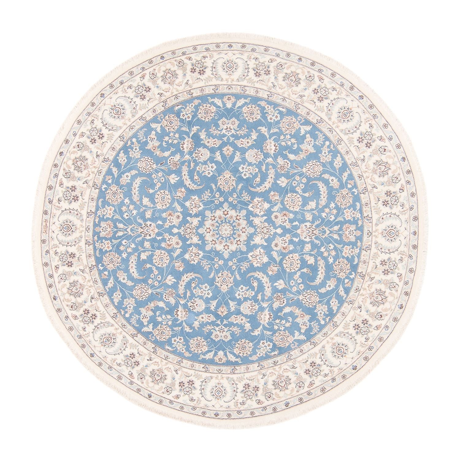 Alfombra persa - Nain redondo  - 200 x 200 cm - azul claro