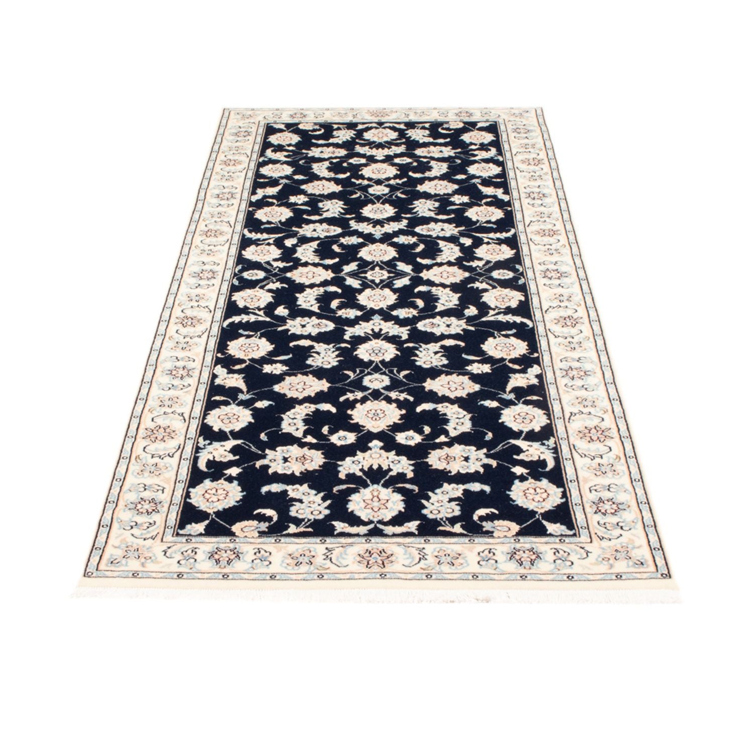 Alfombra de pasillo Alfombra Persa - Nain - Real - 200 x 80 cm - azul oscuro