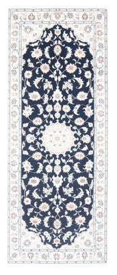 Alfombra de pasillo Alfombra Persa - Nain - Real - 204 x 81 cm - azul oscuro