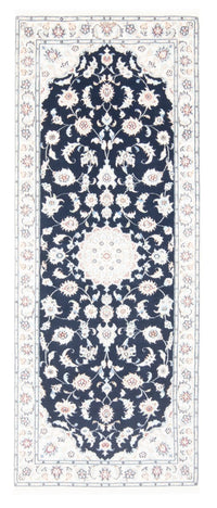 Alfombra de pasillo Alfombra Persa - Nain - Real - 204 x 81 cm - azul oscuro