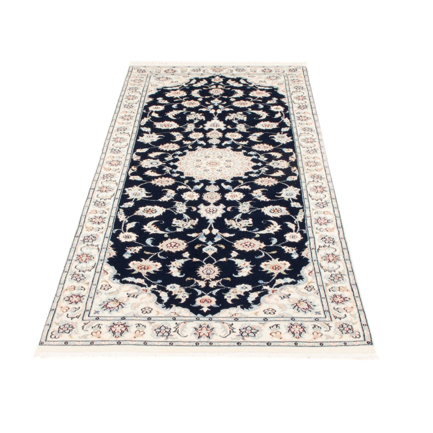 Alfombra de pasillo Alfombra Persa - Nain - Real - 204 x 81 cm - azul oscuro