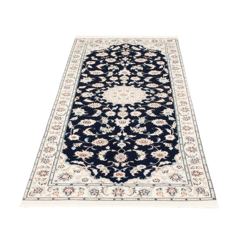 Alfombra de pasillo Alfombra Persa - Nain - Real - 204 x 81 cm - azul oscuro