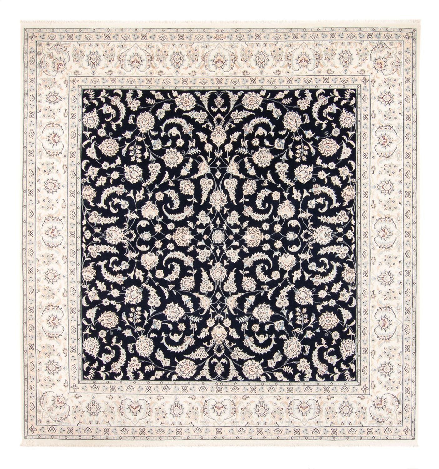 Alfombra persa - Nain - 261 x 249 cm - azul oscuro