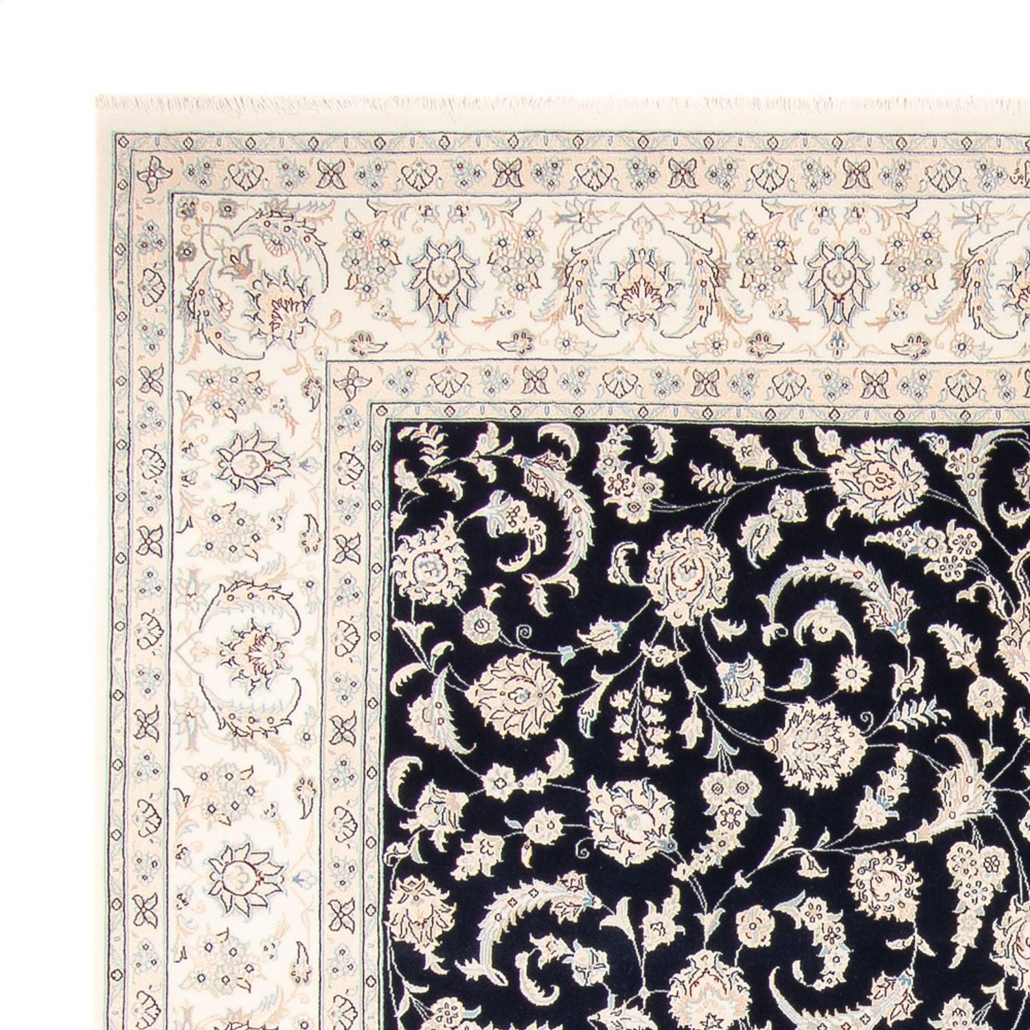 Alfombra persa - Nain - 261 x 249 cm - azul oscuro