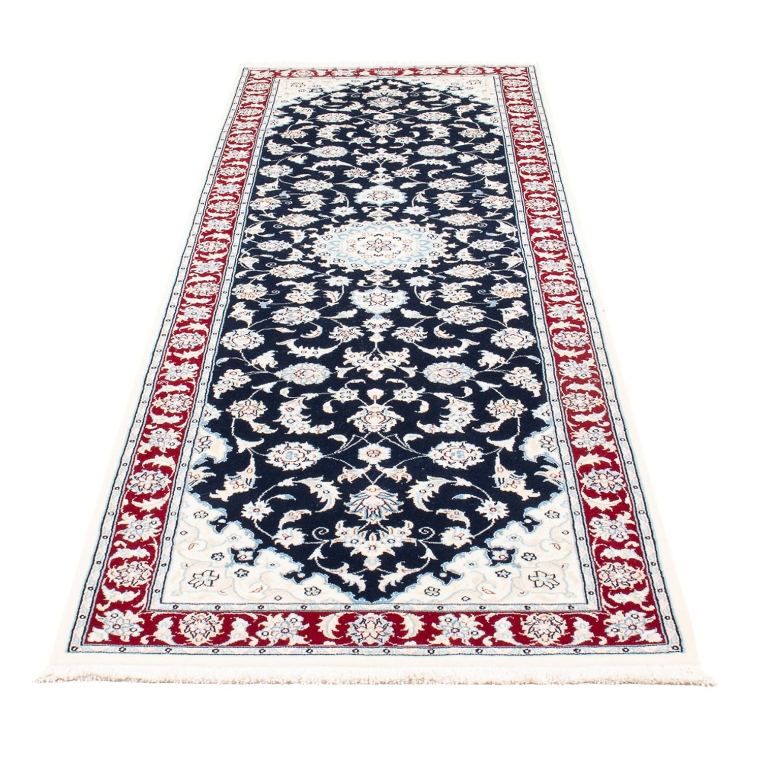 Alfombra de pasillo Alfombra Persa - Nain - Prima - 259 x 80 cm - azul oscuro