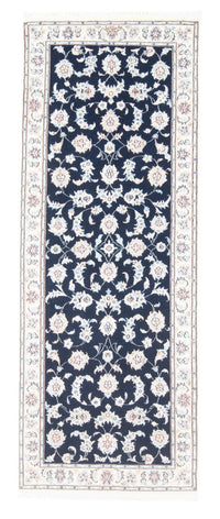 Alfombra de pasillo Alfombra Persa - Nain - Real - 207 x 80 cm - azul oscuro