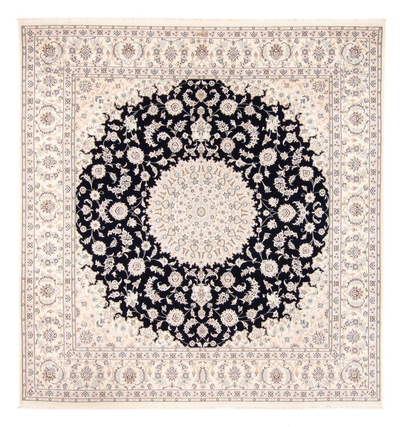 Alfombra persa - Nain - 261 x 252 cm - azul oscuro