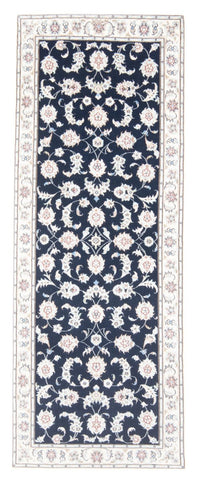 Alfombra de pasillo Alfombra Persa - Nain - Real - 203 x 79 cm - azul oscuro