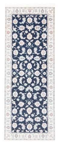 Alfombra de pasillo Alfombra Persa - Nain - Real - 205 x 78 cm - azul oscuro