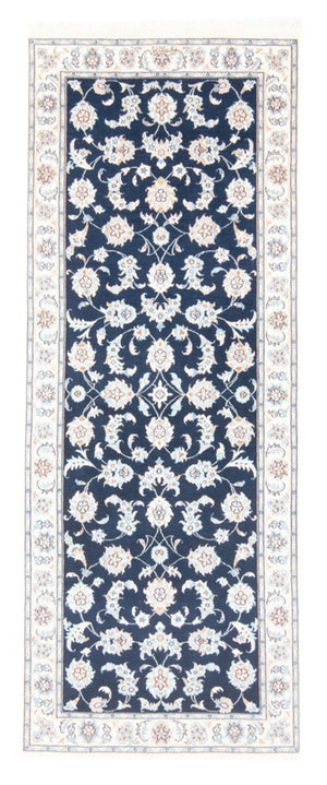 Alfombra de pasillo Alfombra Persa - Nain - Real - 205 x 78 cm - azul oscuro