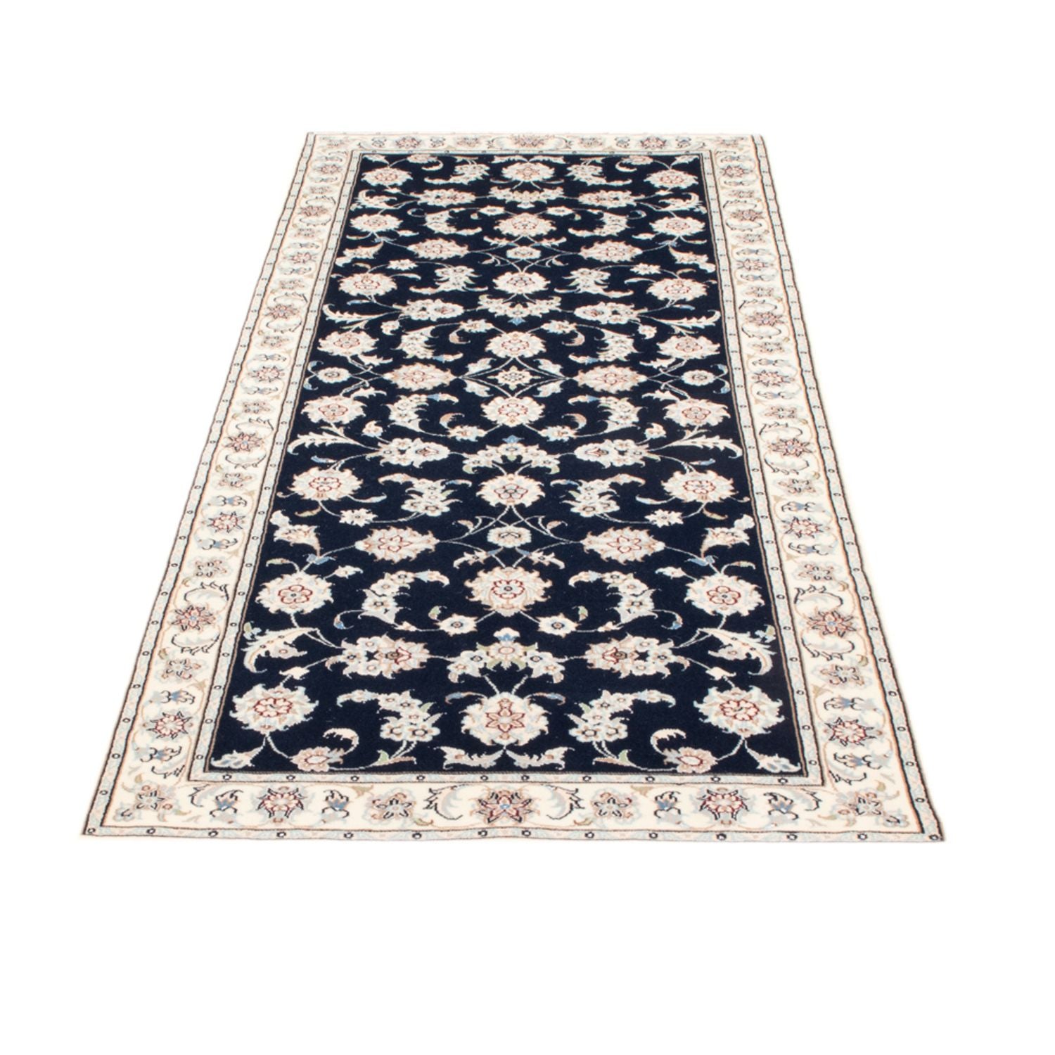Alfombra de pasillo Alfombra Persa - Nain - Real - 205 x 78 cm - azul oscuro