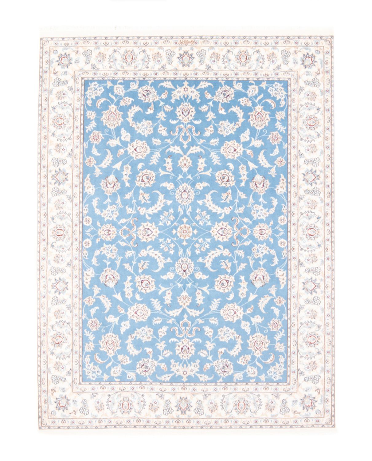 Alfombra Persa - Nain - Real - 196 x 150 cm - azul claro
